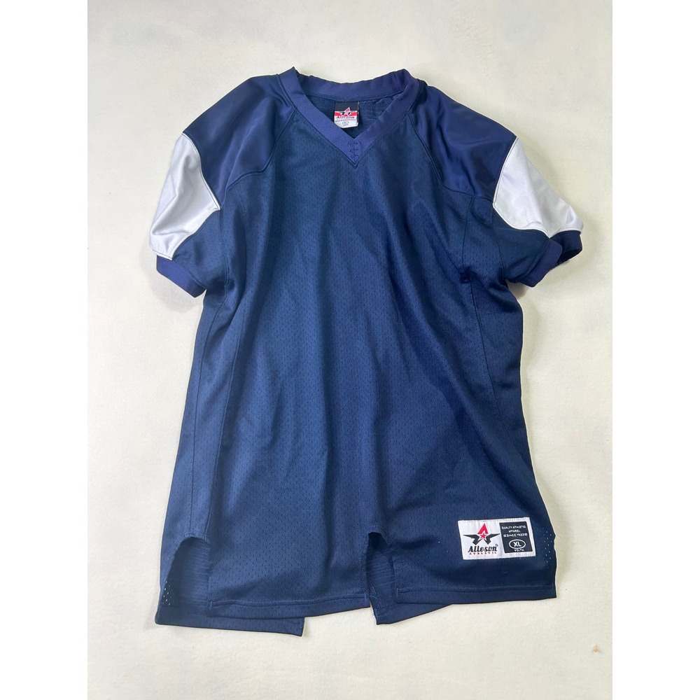 Alleson Athletic Youth XL Football Jersey Navy Blue White Mesh Practice Shirt